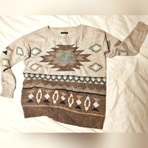 American Eagle Womens Aztec Pullover Sweater, Medium